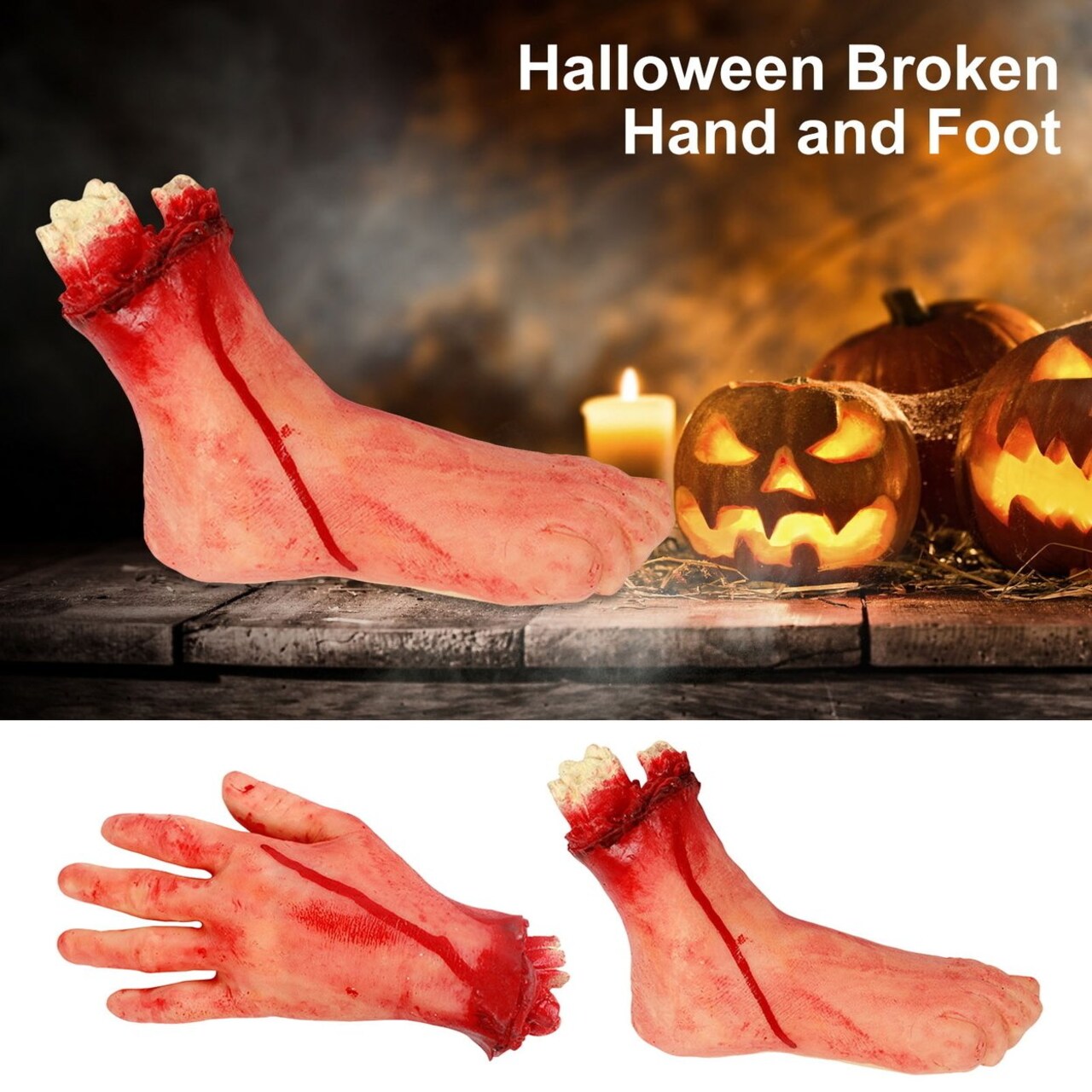 Halloween Broken Finger Prop Set Realistic Fake Blood Chopped Off Fingers Severed Hand Foot Ornaments For Horror Costume